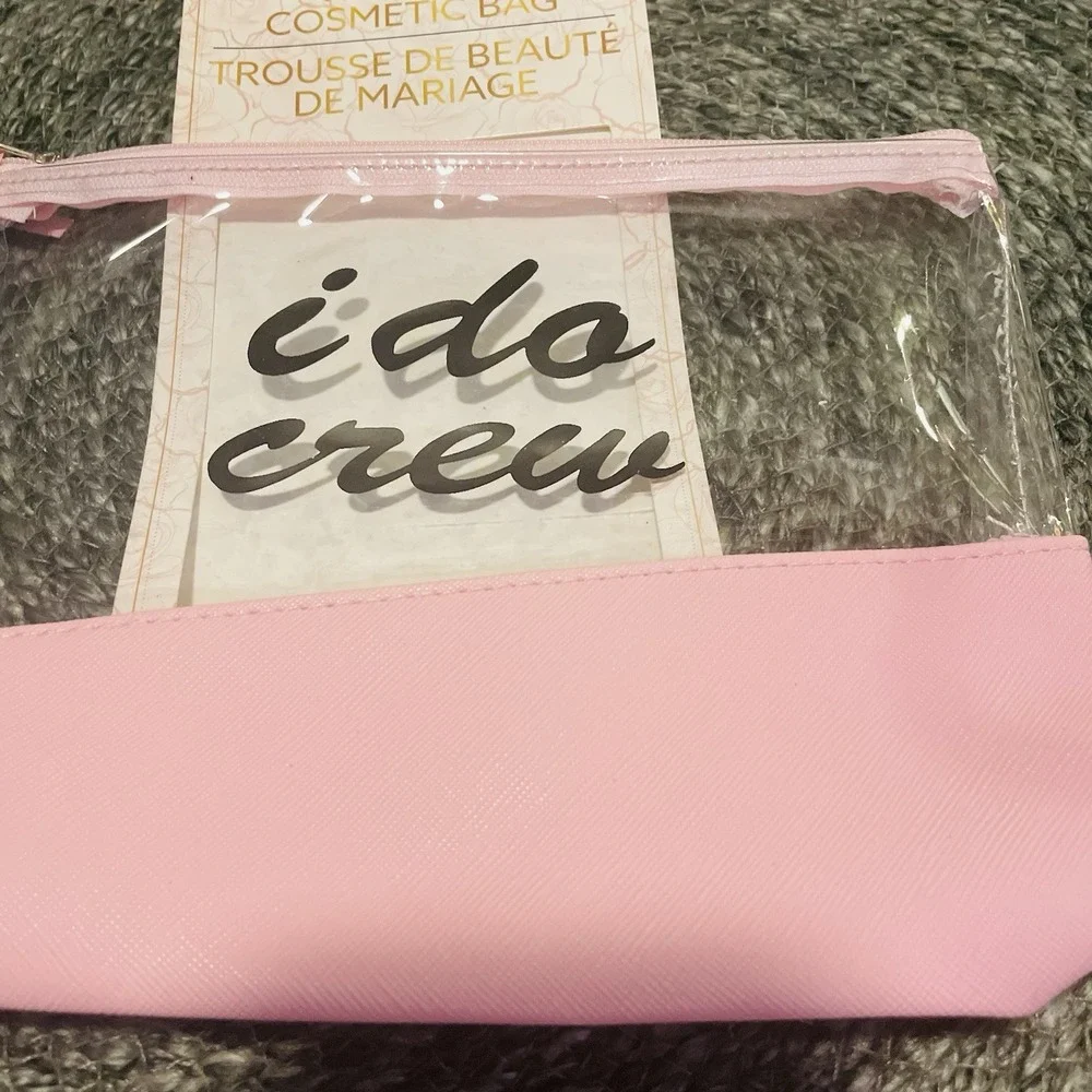 ✅I Do Crew Wedding Cosmetic Bag Pink Clear Tassel Bridesmaid Gift New #️⃣0836